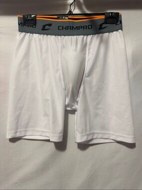 Champro Men’s White Boxer Briefs with Gray Waistband and Orange Trim